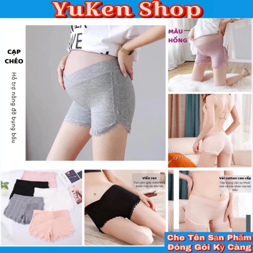 Quần Đùi Bầu Cotton Cạp Chéo-Quần Lót Dạng Váy Cotton Tăm Dành Chó Mẹ Bầu,Sau Sinh An Toàn