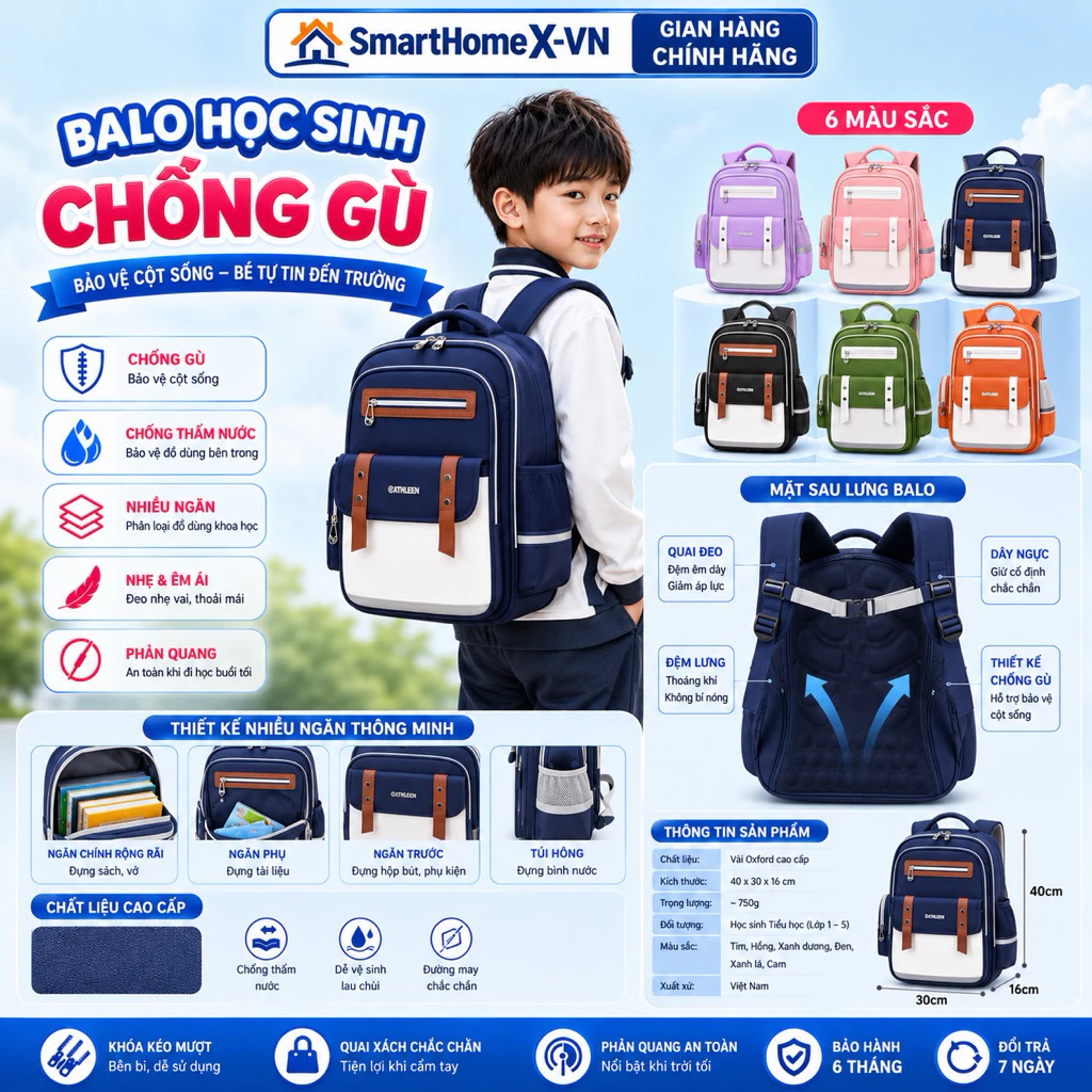 BALO CHỐNG GÙ HÀN QUỐC CAO CẤP CHO BÉ LỚP 3–6 (SIZE 43CM)