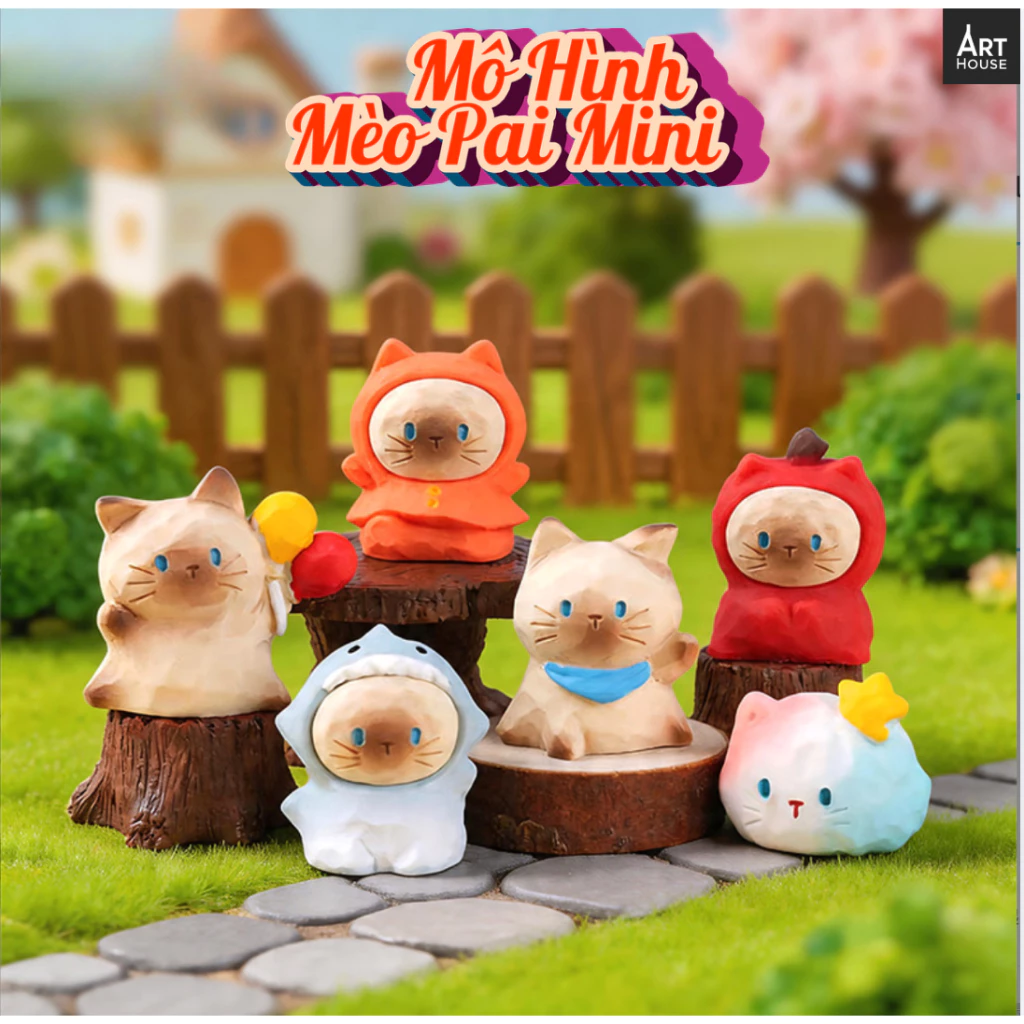 Mô Hình Mèo Mini PaL Cute 6 Phong Cách Trang Trí Bàn Làm Việc - Đồ Decor Ô Tô, Tiểu Cảnh Dễ Thương