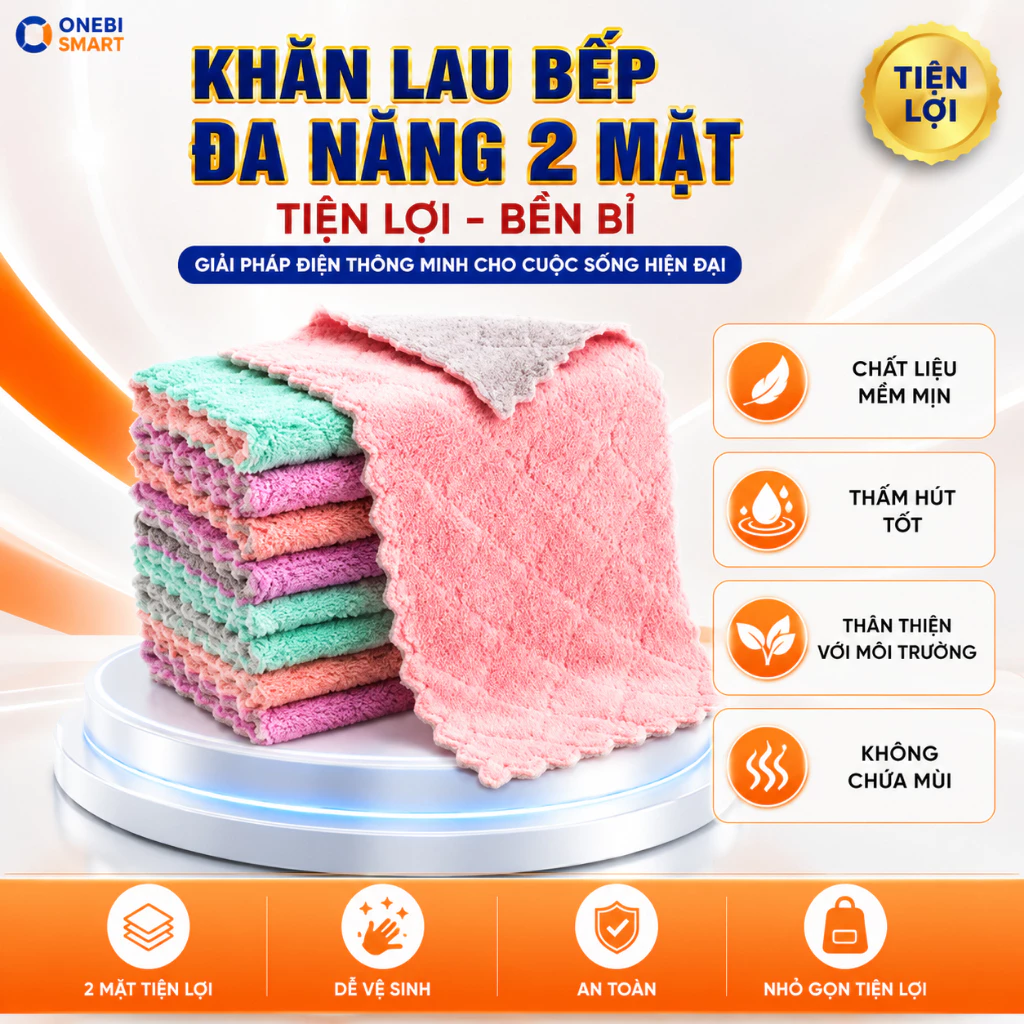 Khăn Lau Bếp Đa Năng 2 Mặt 14x23cm Siêu Thấm Nước Lau Bếp Lau Tay, Lau Chén Bát Khăn Vệ Sinh Đa Năng Thông Minh