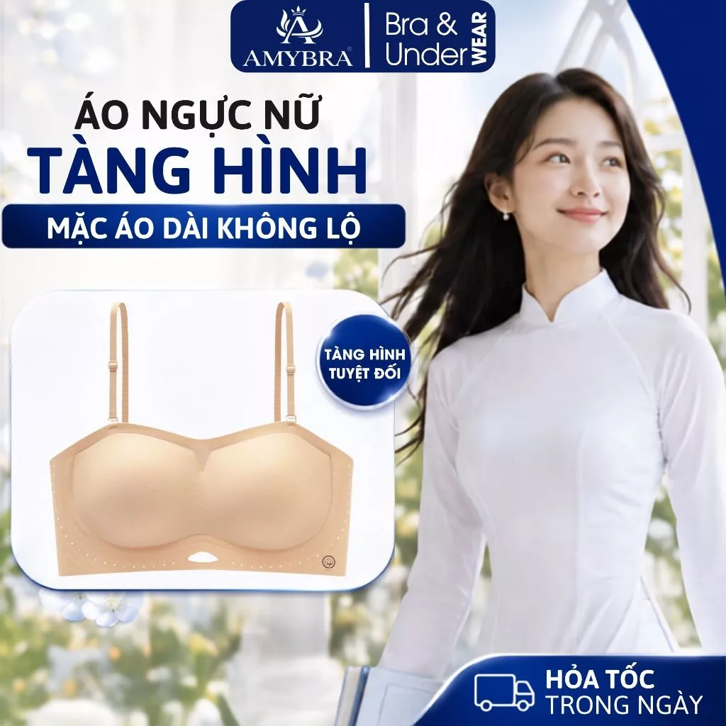 Áo Lót Mặc Áo Dài Học Sinh Không Lộ Viền AMYBRA A978 Áo Ngực Chống Tuột Mút Đệm 0.5CM Ôm Sát
