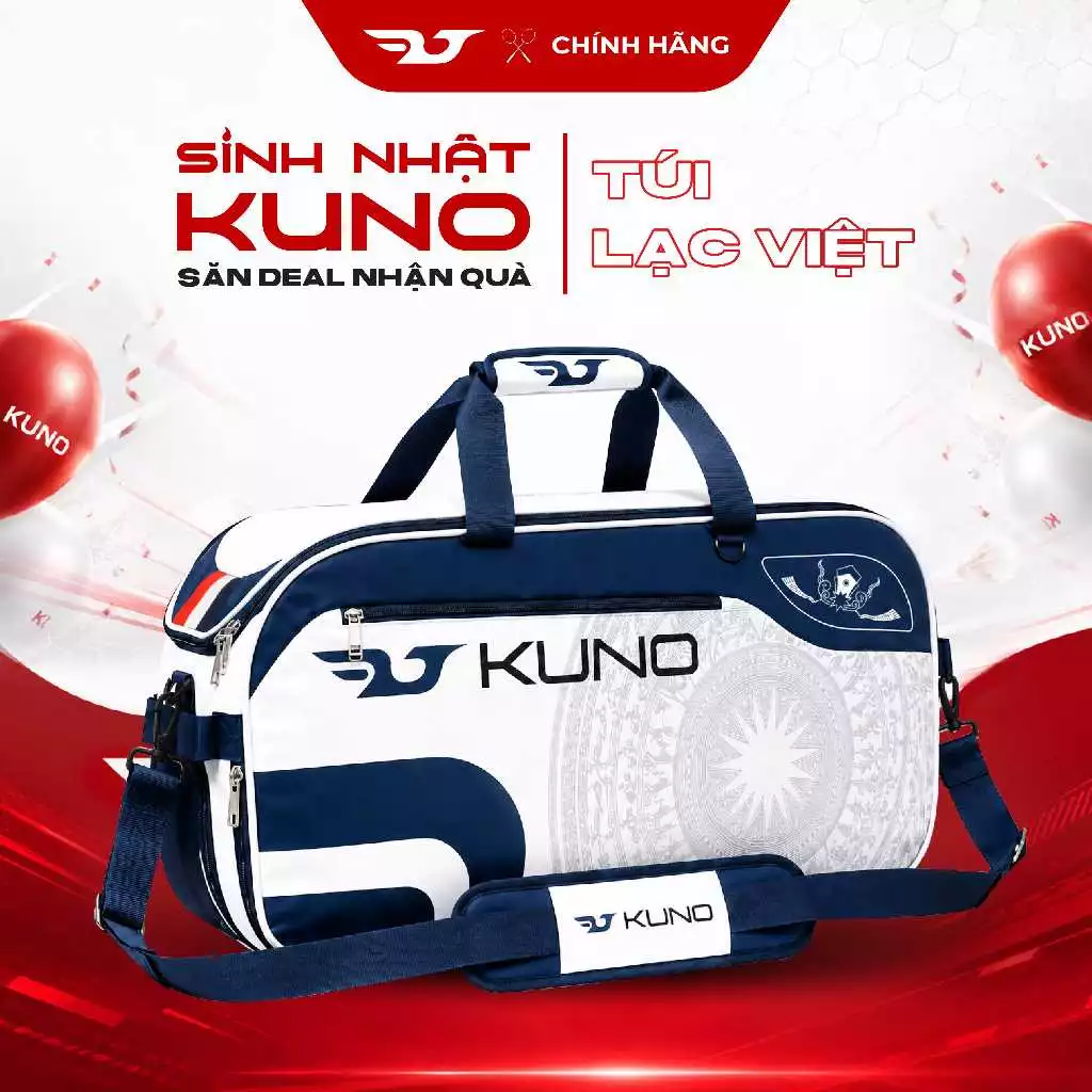 Túi Thể Thao KUNO Lạc Việt Chính Hãng Đựng Cầu Lông,Tennis,Pickleball,Da PU Cao Cấp Chống Thấm Nước Ngăn Đựng Giày LVT01