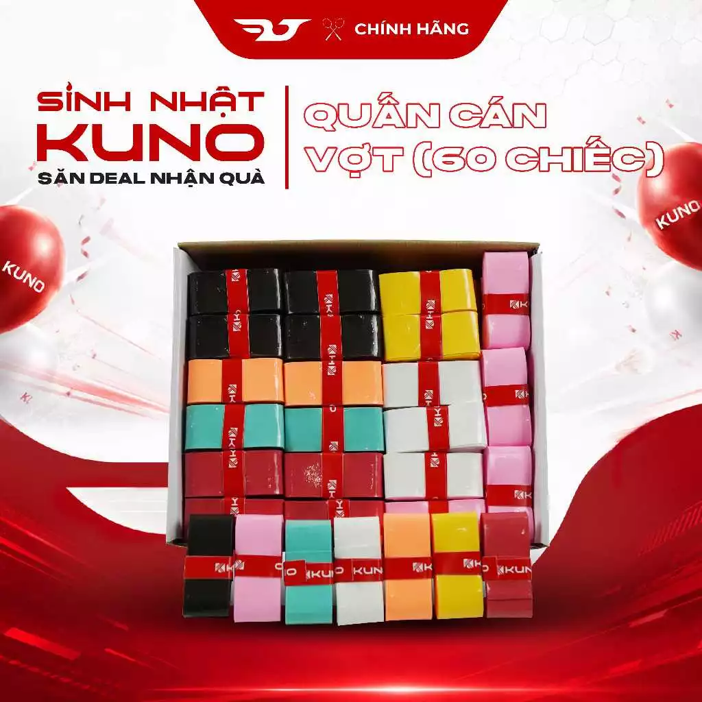 Hộp quấn cán vợt cầu lông KUNO QC001 dày dặn, thấm mồ hôi siêu tốt, cuốn cán loại cao cấp cầm dính rất chắc tay