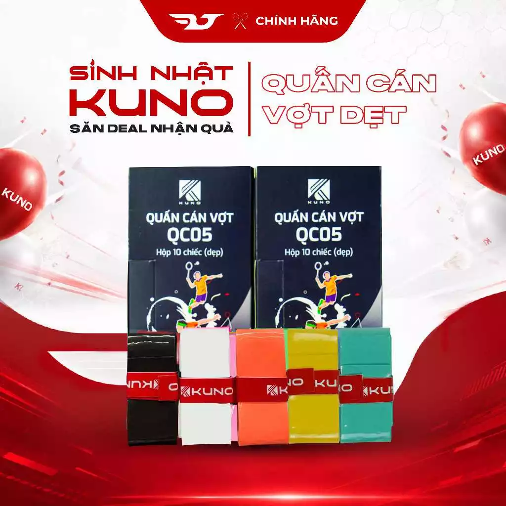 Quấn cán vợt cầu lông,vợt Pickleball hiệu KUNO, dày dặn, thấm hút mồ hôi tốt, quấn cán siêu dính,chống trơn trượt QC001