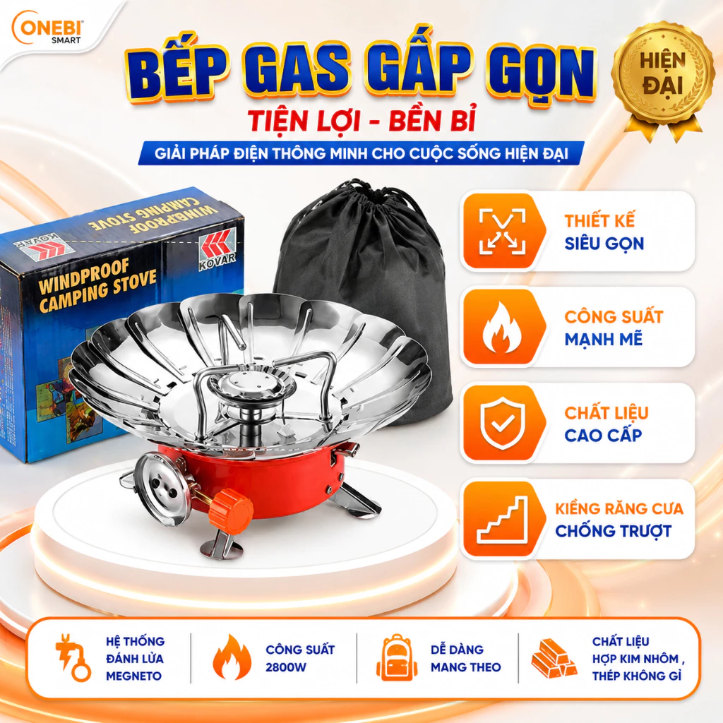 Bếp Ga Mini Dã Ngoại Gấp Gọn, Bếp Ga Du Lịch Hợp Kim Cao Cấp Siêu Nhẹ, Chống Rỉ, Công Suất 2800W