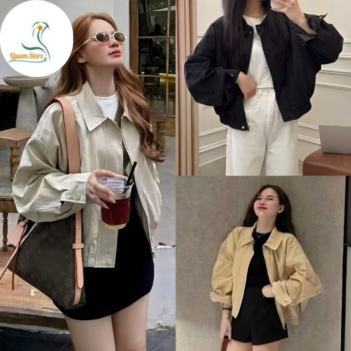Áo Khoác Kaki 2 Lớp Dày Dặn. Áo Khoác Nam Nữ Kaki Cúc Bấm Xinh Cổ Bẻ Tinh Tế