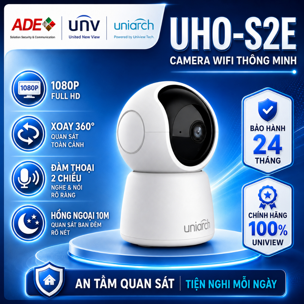 Camera WiFi xoay 360 UNIARCH UHO-S2e ,2MP đàm thoại 2 chiều, nhận diện con…