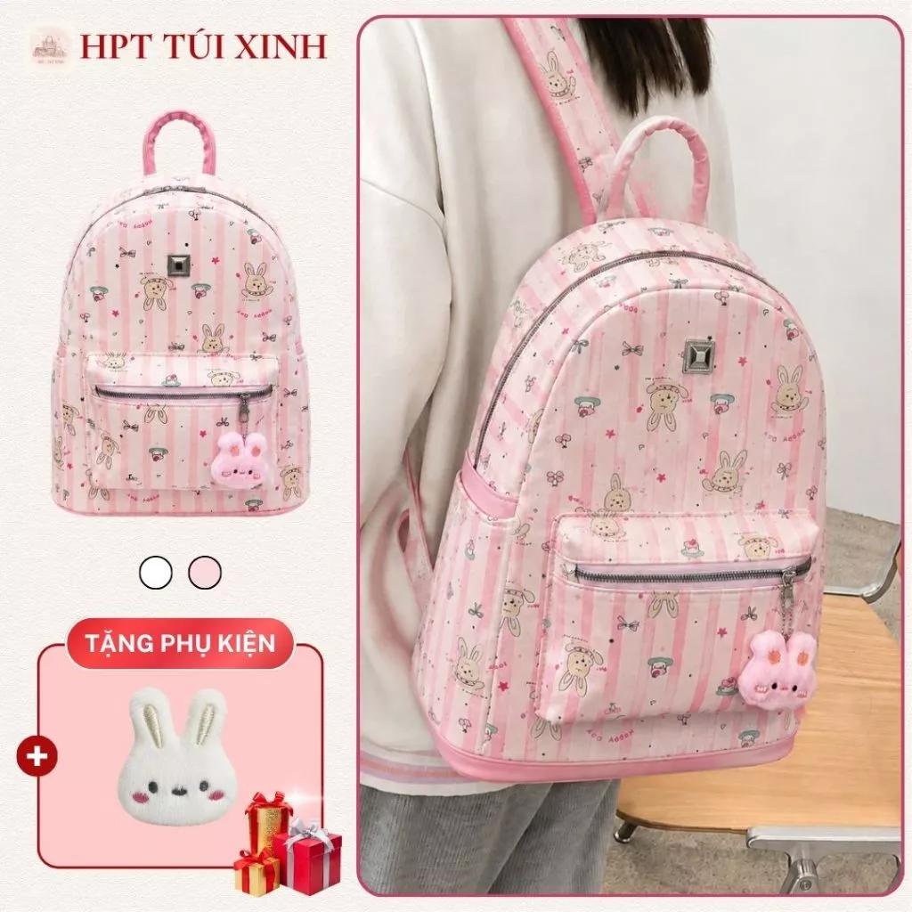 𝐂𝐓𝟎𝟐𝟎 - Balo nữ họa tiết cute tặng charm siêu xinh, ba lô thời trang đi học đi chơi size 40cm đa năng tiện dụng