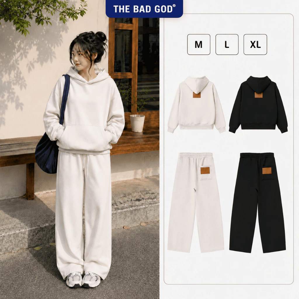 Set Áo Khoác Hoodie The Bad God SILEN Màu Đen/Xám Unisex - Form Boxy -Nỉ Nhung Dày Ấm