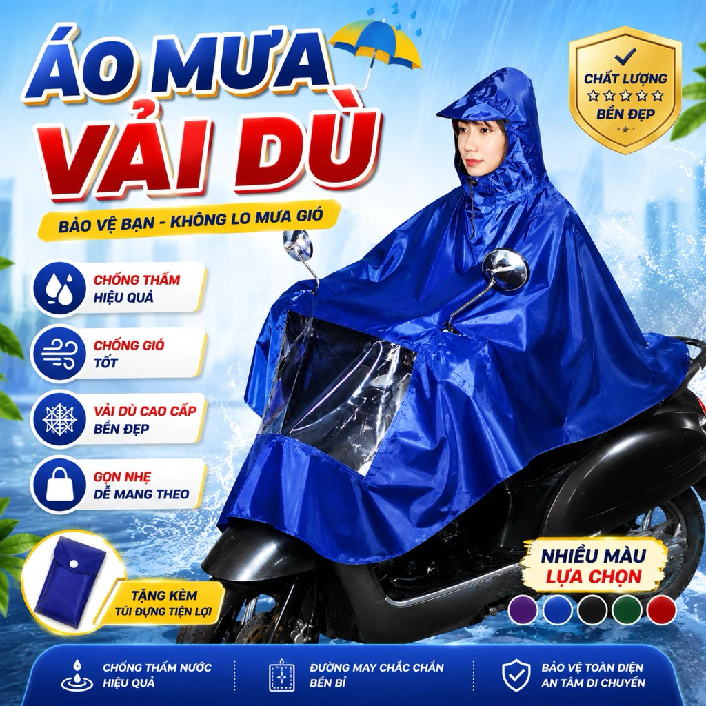 (CÓ LỖ XỎ GƯƠNG) ÁO MƯA CHOÀNG CÁNH DƠI VẢI DÙ LOẠI TO DÀI XÉ KHÔNG RÁCH