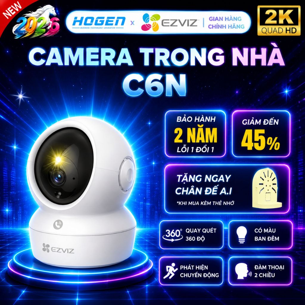 Camera WiFi Trong Nhà Ezviz C6N, H6C PRO 2MP 3MP 5MP -Xoay Quét 360,Đàm Thoại…