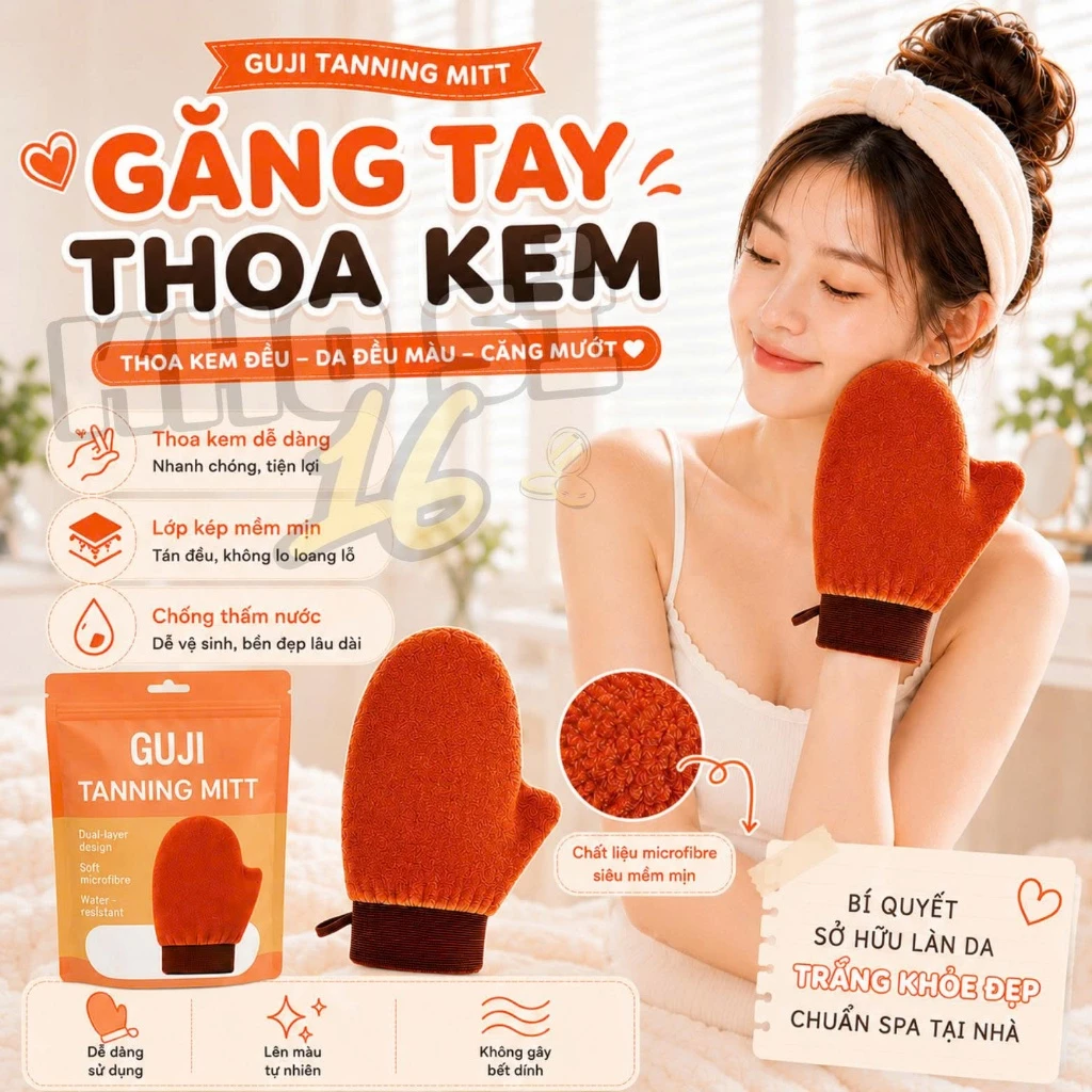 [MUA 1 TẶNG 1] Găng Tay Thoa Kem Body GUJI 1 Găng Lớn + 1 Găng Tay Mini Bôi Kem Dưỡng Thể_khosi16