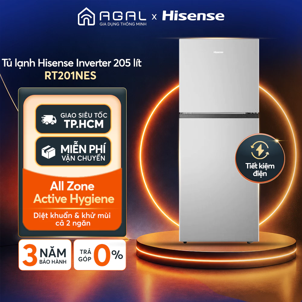 Tủ lạnh Hisense Inverter 205 lít RT201N3ES - Trả góp 0%, Bảo hành 3 năm