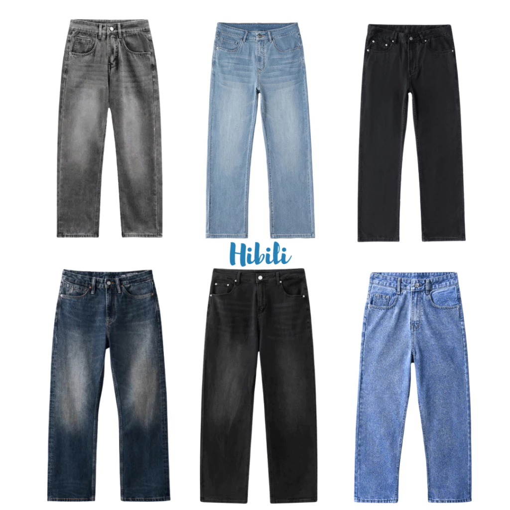 Quần Jean Nam Ống Rộng Suông Đen Wash, Quần Bò Nam Dáng Baggy XESINU HIBILI
