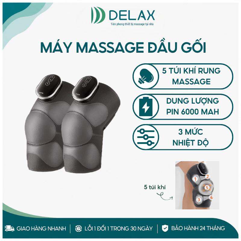 Máy Massage Đầu Gối DELAX Chườm Nóng Massage Bóp Giảm Đau Khớp Gối Do Thoái Hóa, Thoát Vị DG20
