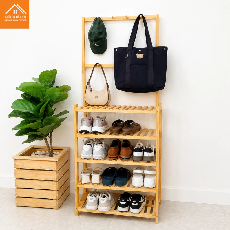 Giá để giày dép DECOR HT đơn giản phong cách Nhật, gỗ thông tự nhiên