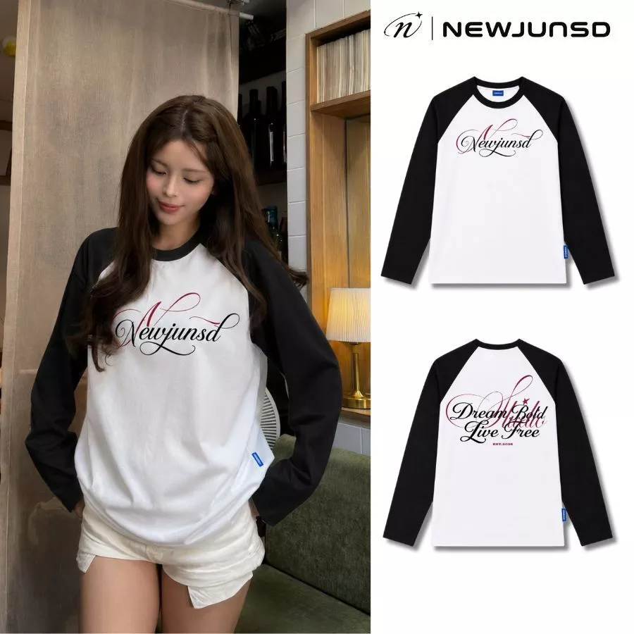 Áo Thun Tay Dài RAGLAN In Chữ "DREAM BOLD LIVE FREE" Local Brand NEWJUNSD, Boxy LONGSLEEVE cotton 280GSM