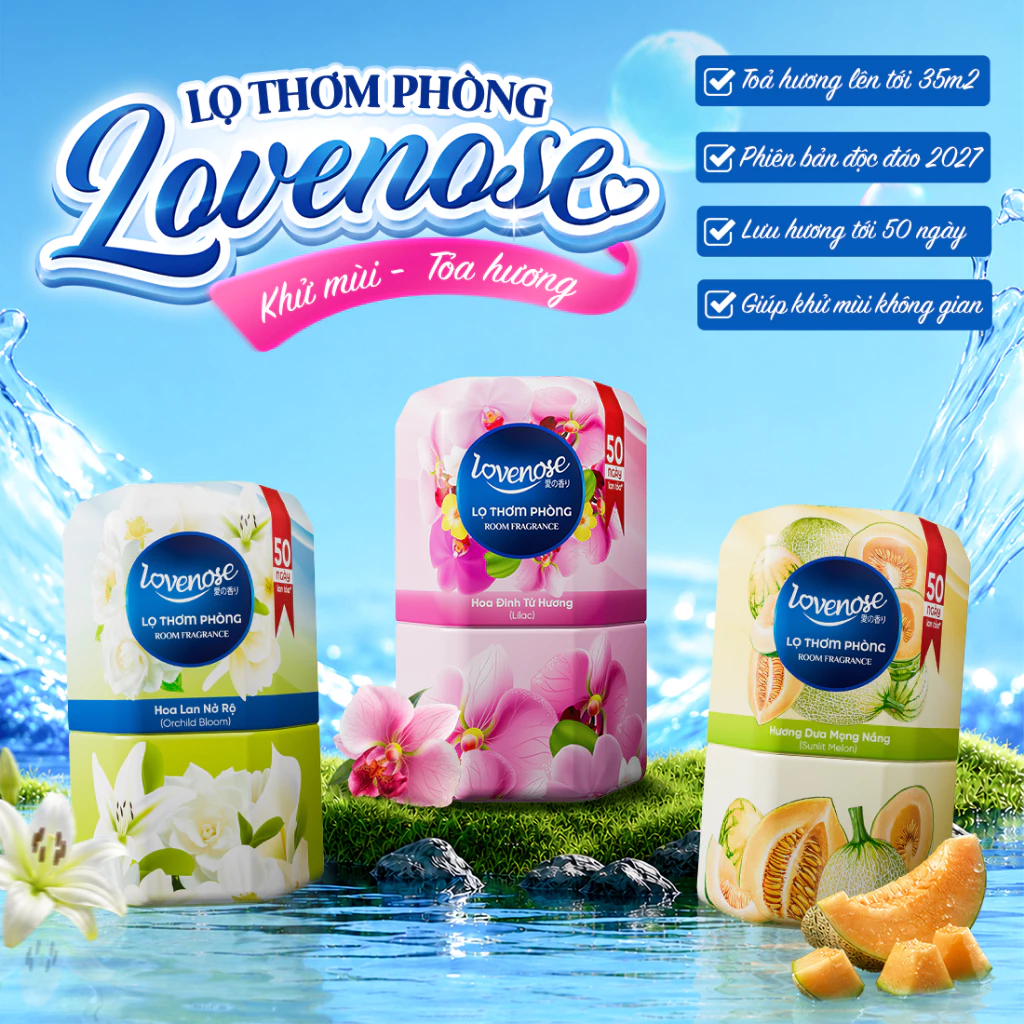 Lọ Thơm Phòng Lovenose Tinh Dầu Thơm Phòng, Khử Mùi Phòng, Tỏa Hương Thơm Lên Tới 50 Ngày 200ml/lọ