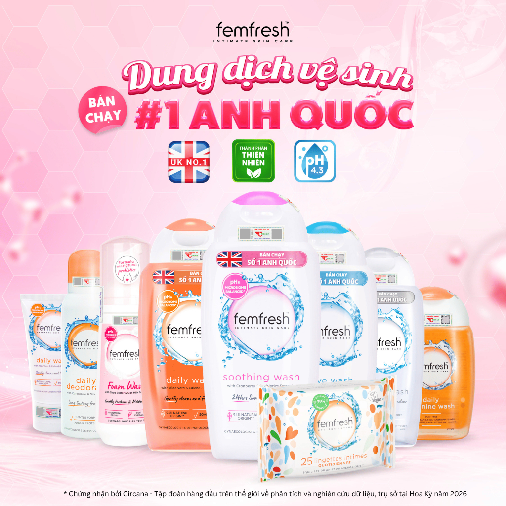 Dung Dịch Vệ Sinh Phụ Nữ Anh Quốc Femfresh. Dung dịch vệ sinh dưỡng ẩm dịu nhẹ…