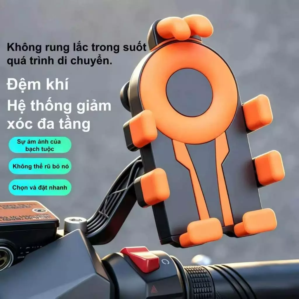 HINAR Giá đỡ điện thoại xe máy , giá đỡ có đệm cao su chống rung giảm sốc, nhiều màu để lựa chọn tùy theo sở thích của