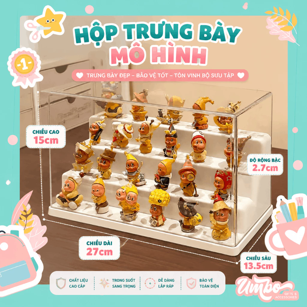 HỘP TRƯNG BÀY MÔ HÌNH KỆ BẬC THANG TRANG TRÍ TIẾT KIỆM KHÔNG GIAN