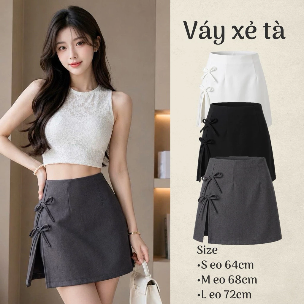 Chân váy nữ dáng chữ A thắt nơ Hàn Quốc g V7300 - Fashion 73