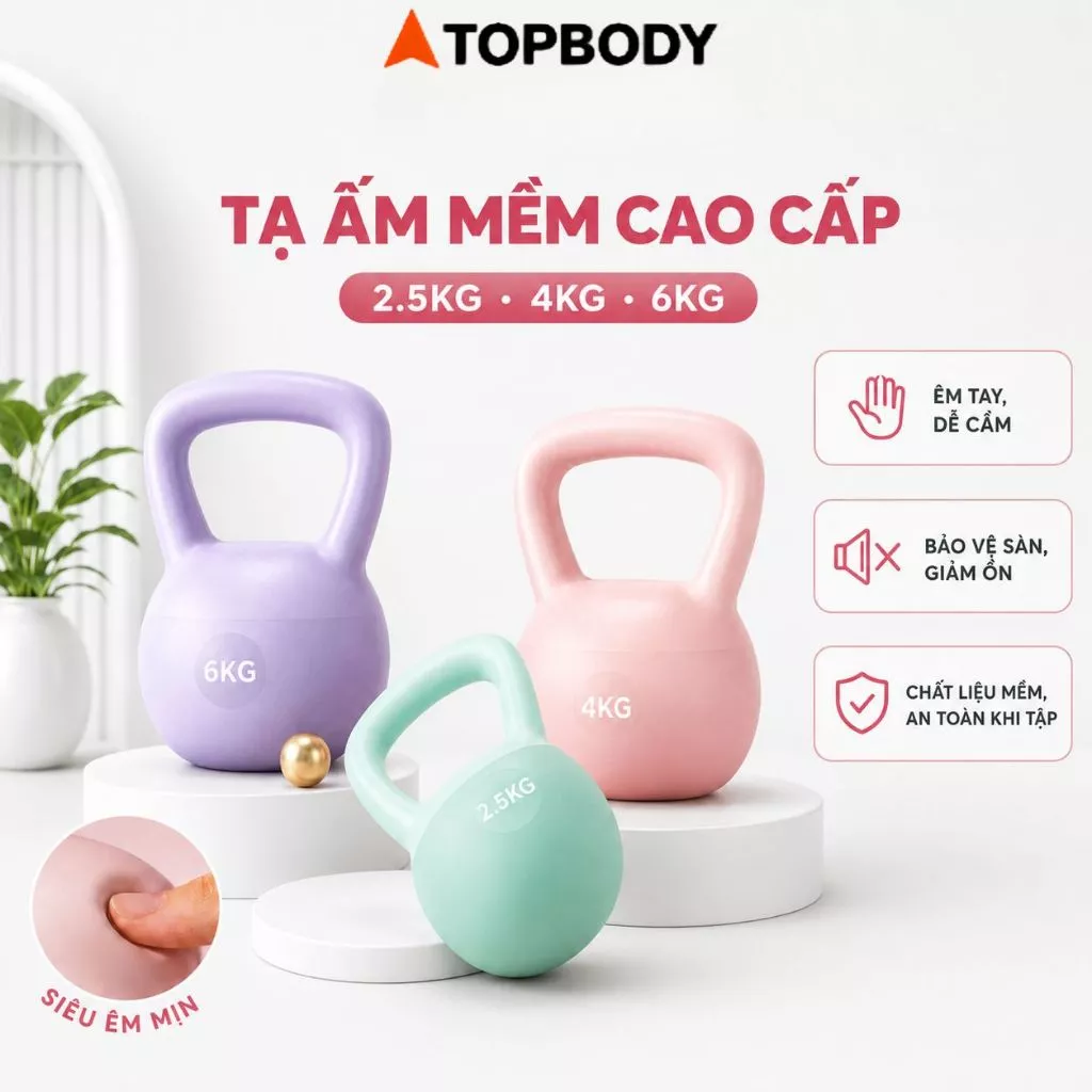 Tạ Ấm Mềm, Bình Vôi, Quai Xách, Chuông Dụng CụTập Gym Tập Mông Đùi Gym Thể Dục Tại Nhà TOPBODY-TAQAM02