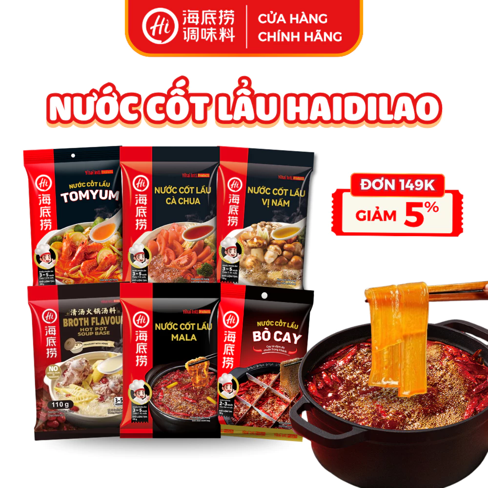 Gia Vị Cốt Lẩu Haidilao Tứ Xuyên Trùng Khánh Thả Lẩu 6 Vị Đa Dạng Hương Vị Trung Hoa