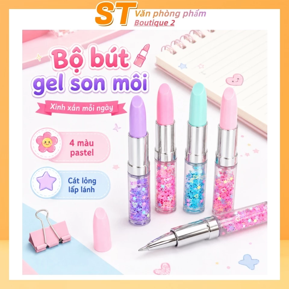 Bút bi dạng son môi sáng tạo phong cách Ins, bút cát chảy viết trơn tru, bút nước dành cho học sinh, bút ký tên