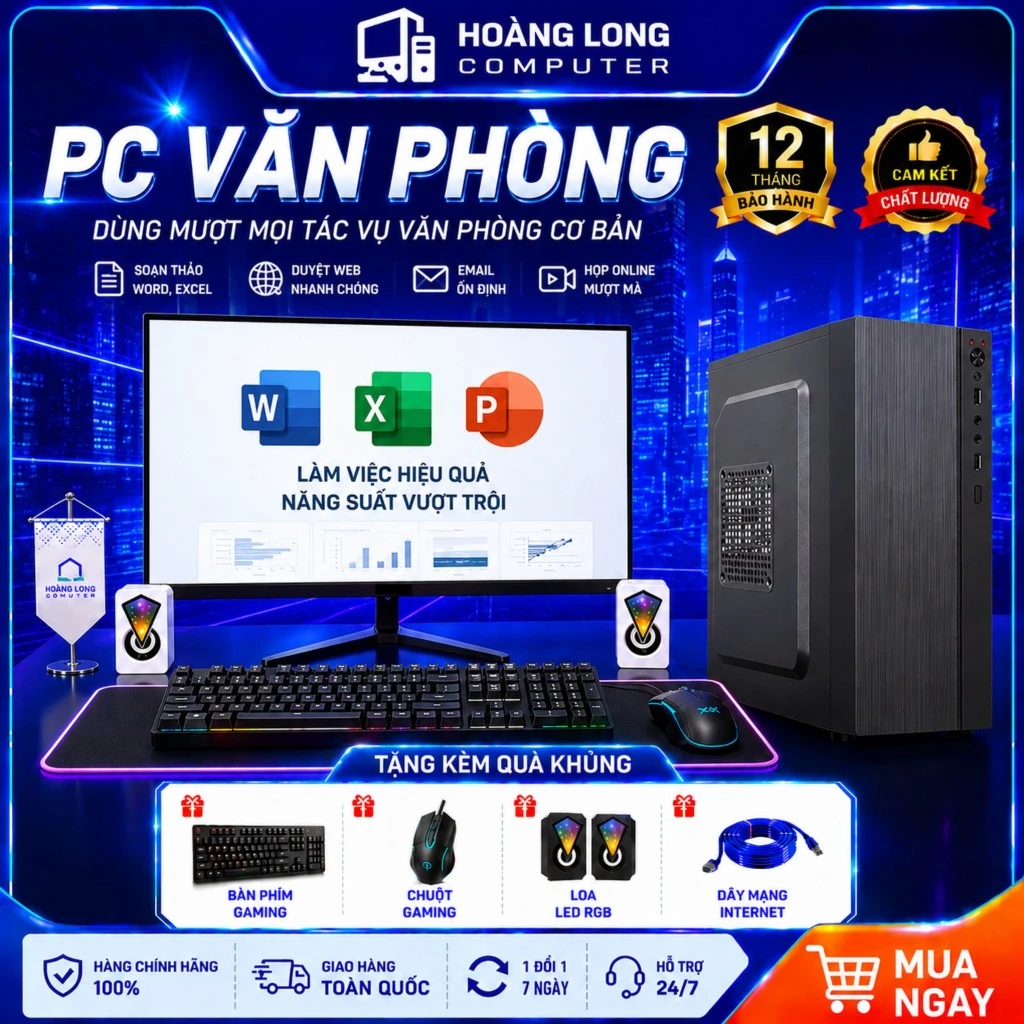 Bộ Máy Tính Văn Phòng PC i3,i5,i7 ram 8G 16G SSD 128G Dùng Mượt Mọi Tác Vụ Cơ Bản Có Cài Sẵn Win Và Office - BH 3 năm