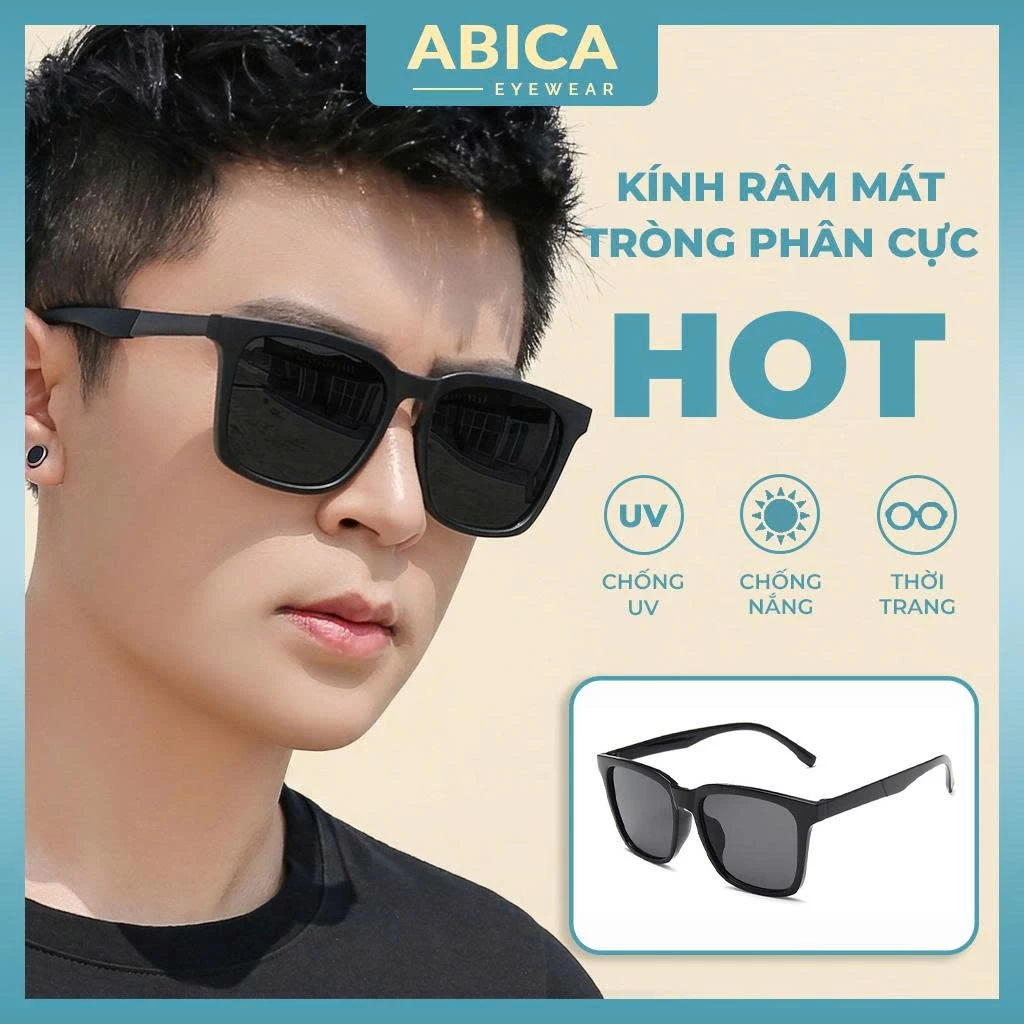 Mắt kính râm mát nữ nam mắt kính không độ chống tia UV400,tia bức xạ phong cách Hàn Quốc giá rẻ ABICA 303