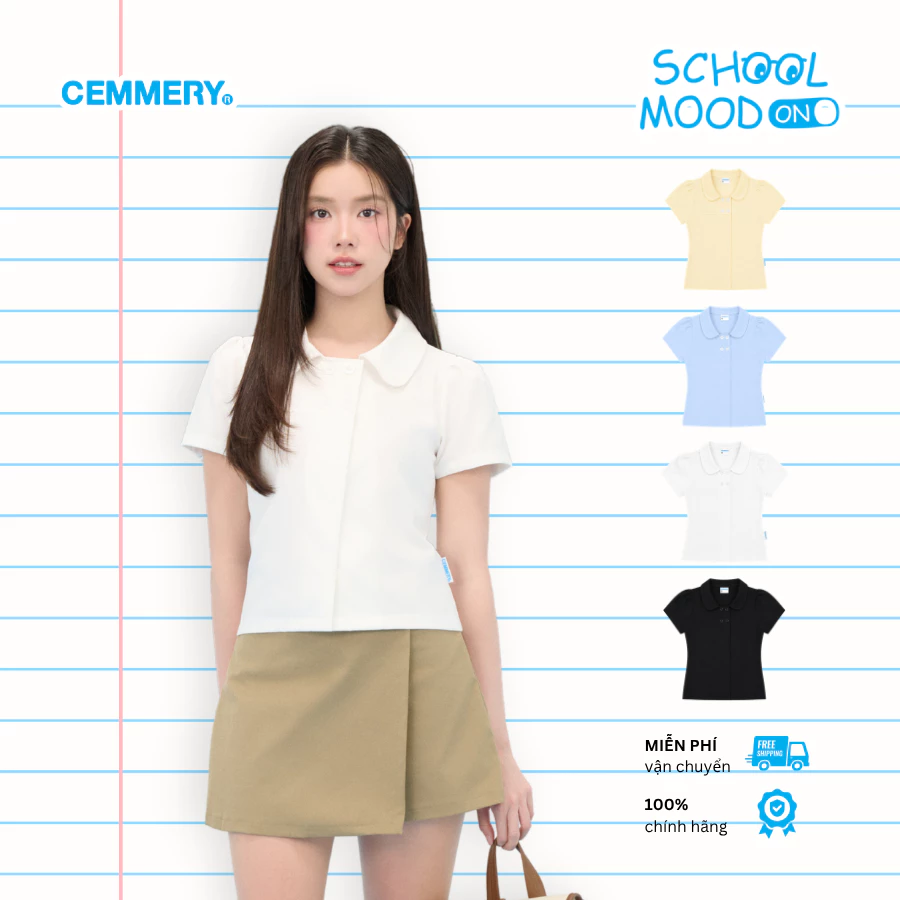 Áo Sơ Mi Nữ CEMMERY Local Brand Chính Hãng Dual Shirt Vải Oxford Form Baby Tee Phối 4 Nút 4 Màu