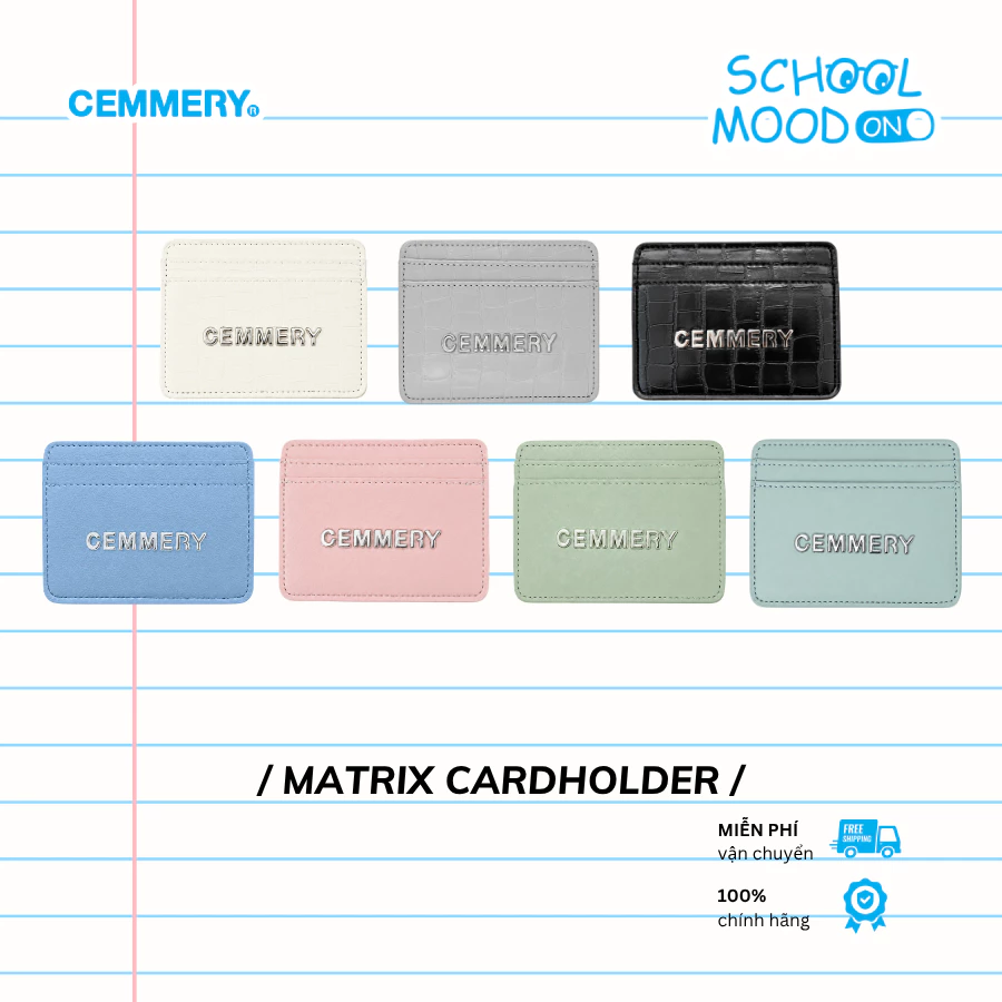 Ví Mini CEMMERY Local Brand Chính Hãng Matrix Cardholder Unisex Da PVC Đính Tag Thép 3 Ngăn 7 Màu