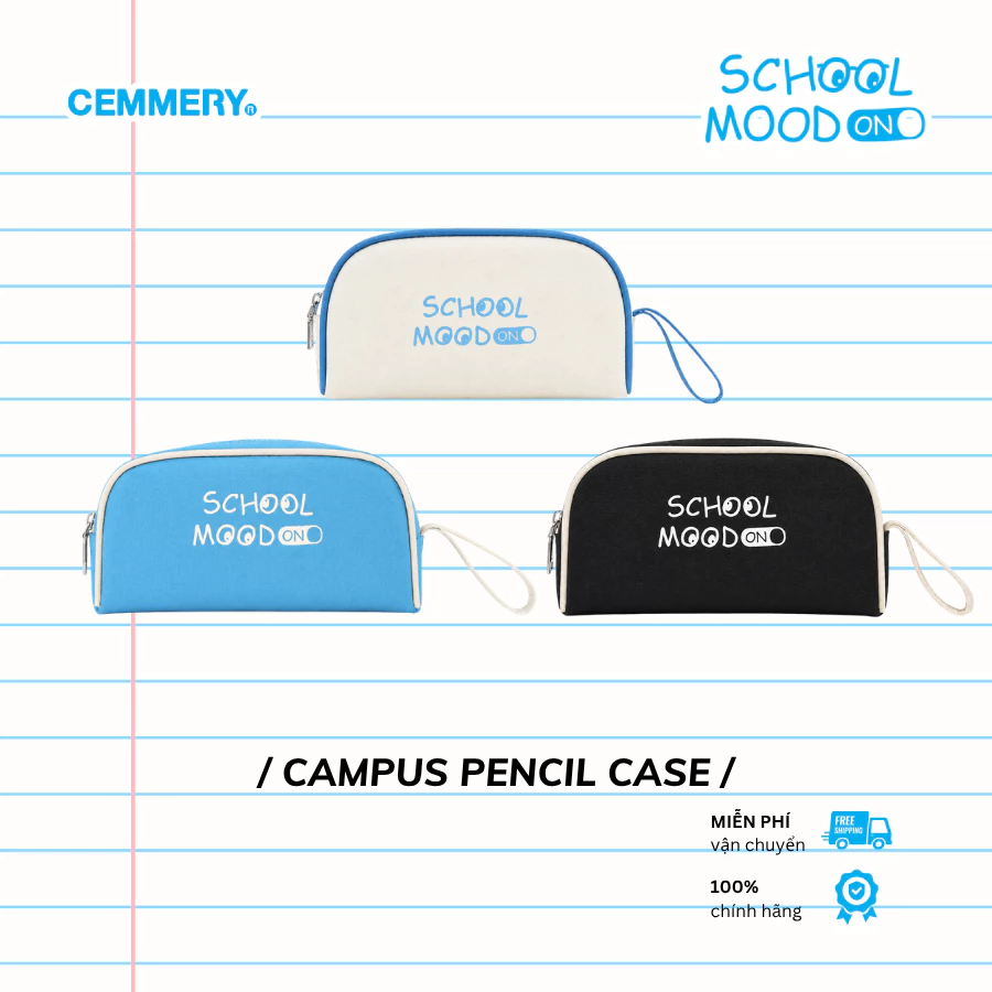 [QUÀ TẶNG KHÔNG BÁN] Bóp Viết Cemmery CEMMERY Local Brand Chính Hãng Campus Pencil Case Vải Canvas Đa Năng 3 Màu