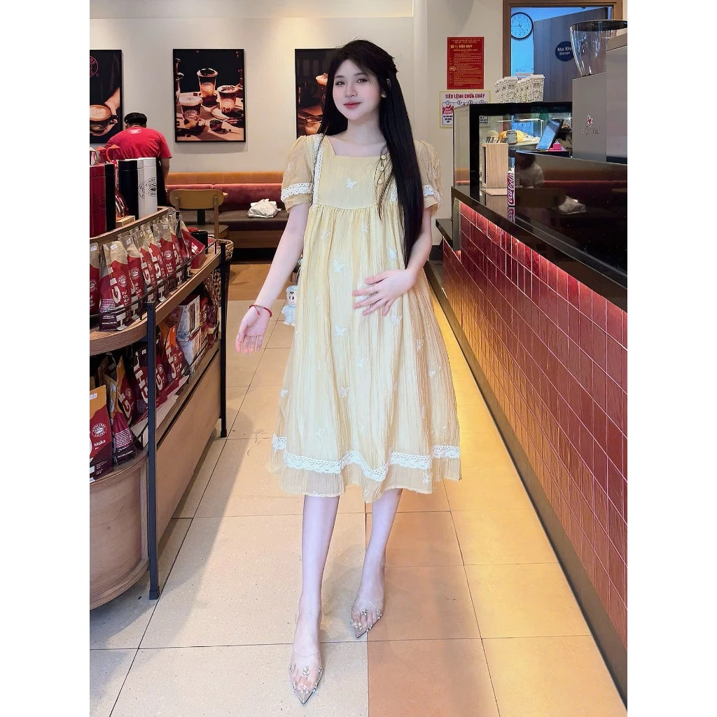 Đầm váy bầu công sở MAMI MS67 thiết kế lịch sự trẻ trung cho mẹ bầu đi làm đi chơi trẻ đẹp chất liệu tơ thêu cao cấp