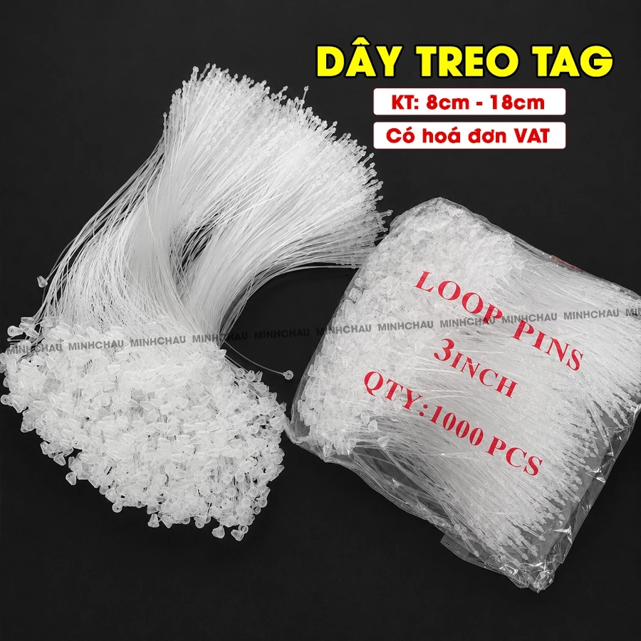 (Combo 1000 Dây) Dây tag quần áo, Dây nhựa xâu tag mác kích thước 8cm, 18cm cho shop thời trang