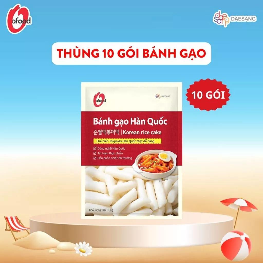 [O'FOOD VN] THÙNG 10 GÓI BÁNH GẠO HÀN QUỐC O'FOOD 1KG – 100% GẠO CAO CẤP, DẺO DAI, THƠM NGON