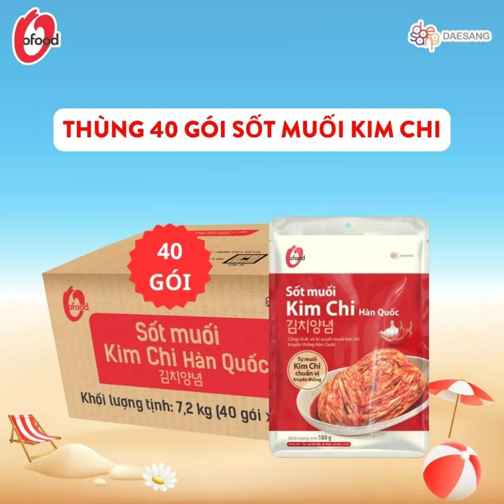 [O'FOOD VN] [THÙNG 40 GÓI] SỐT MUỐI KIM CHI O'FOOD 180G – CHUA CAY, CHUẨN VỊ HÀN QUỐC