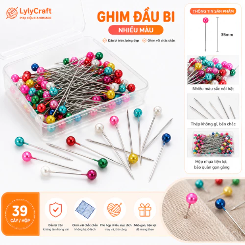Hộp Kim Định Vị Gồm 39 Cái, Kim Gút LYLYCRAFT  Dùng Trong Đan Móc May Vá DIY Có Nhiều Màu Sắc