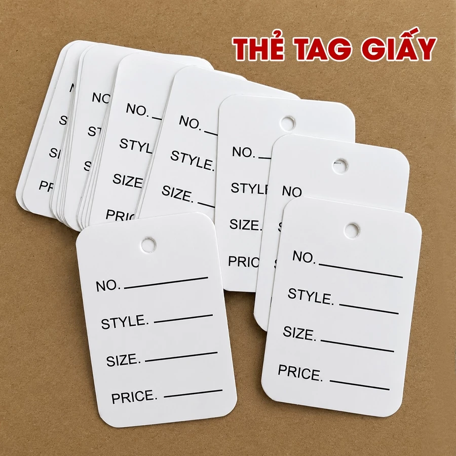 (Combo 250 Cái) Tag quần áo, Tag Giấy treo quần áo - Kích thước: 3.5*5cm - Giấy dày dặn