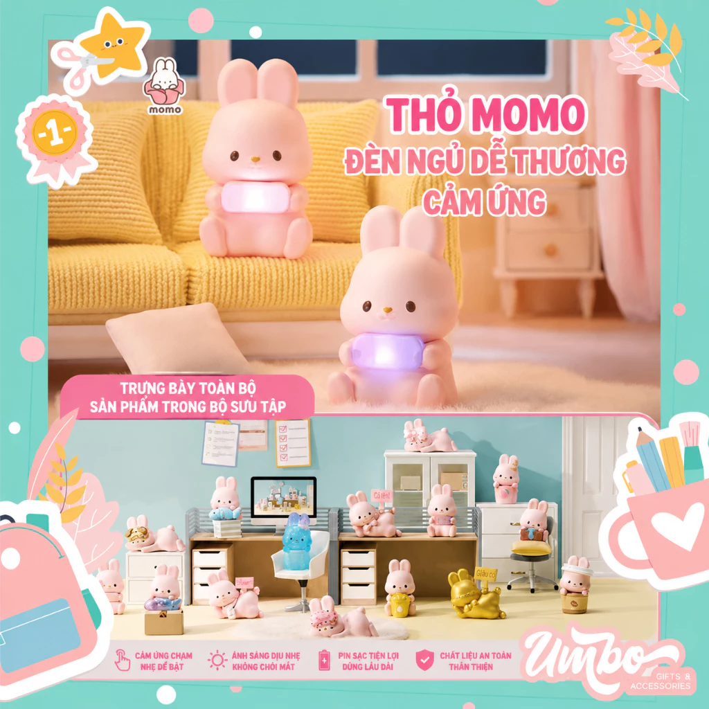 BLINDBOX BEAN MOMO BUNNY 24/7 DAILY LIFE MÓC KHOÁ TRANG TRÍ CHÍNH HÃNG