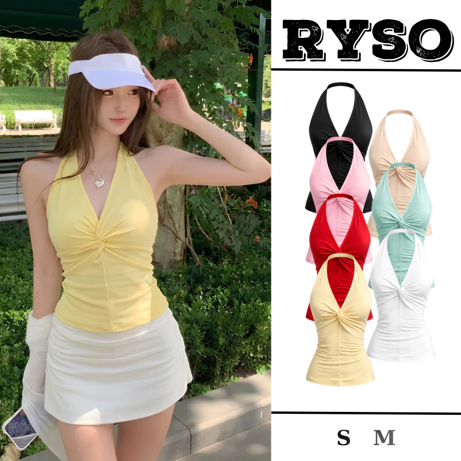 Áo Yếm Nữ Chất Borip Mềm Mịn Cổ Yếm Xoắn Ngực Hở Lưng Ôm Body Tôn Dáng Sexy Đi Biển AY01 RYSO