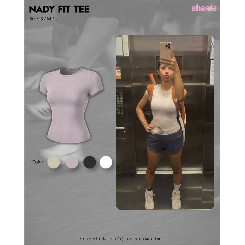 NADY FIT TEE | Áo thun thể thao ôm dáng mềm mịn