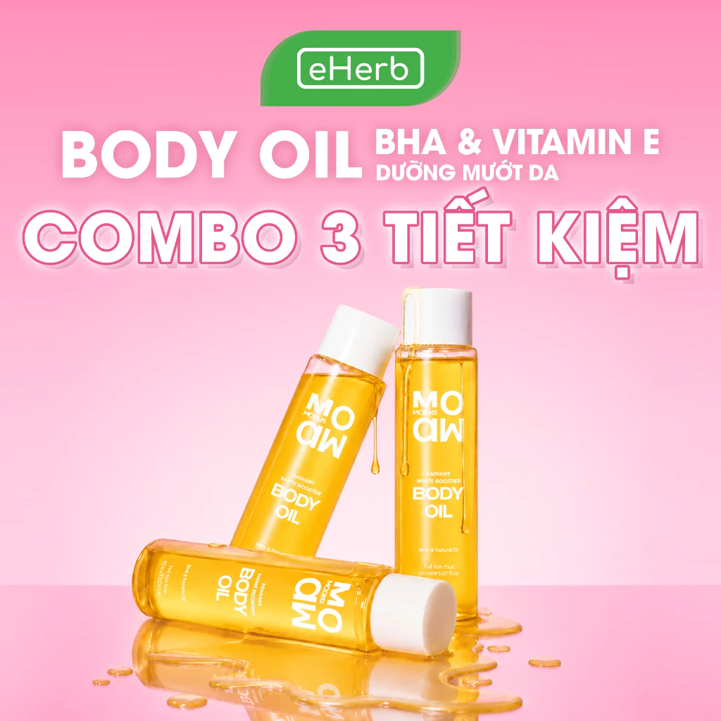 [COMBO SỈ - SPA] Combo 3 Body Oil Dưỡng Sáng Massage MOAW MOAWS - Giúp Mờ Vết Thâm & Mịn Da Body