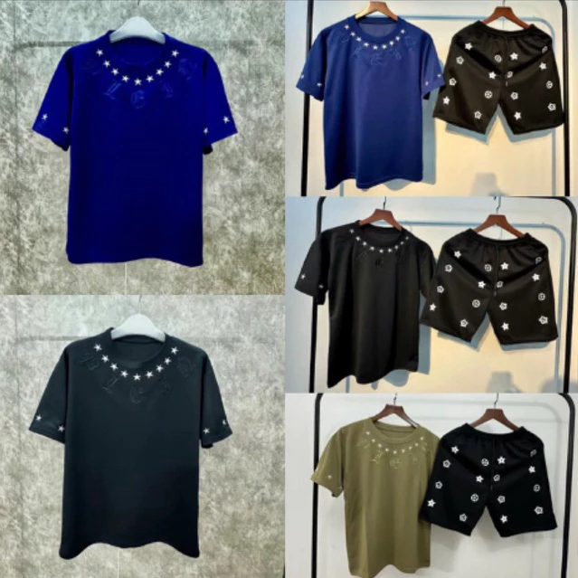 [KHUYẾN MẠI HÓT] Bộ Áo Thun Cổ Tròn Họa Tiết Thêu.Chất Liệu Poly Coton Mịn Nam Nữ Hottrend 2026