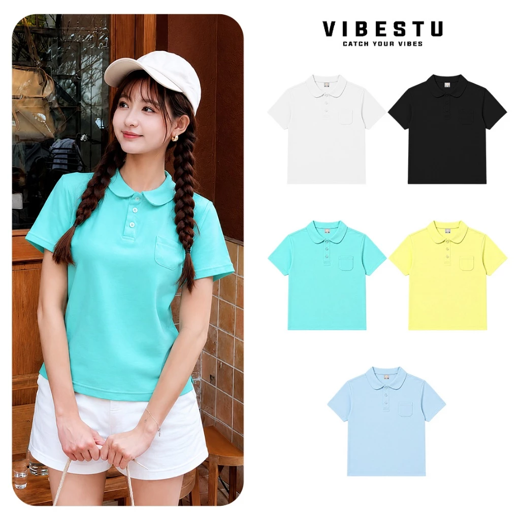 Áo Polo Trơn Nữ Form Baby Tee - Áo Polo Nữ Vibestu