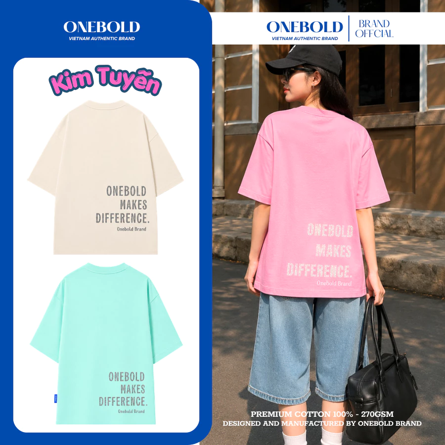 Áo Thun Oversize " KIM TUYẾN" Brand ONEBOLD Cotton 270gsm, Áo Phông Form Rộng Nam Nữ Basic - OB018