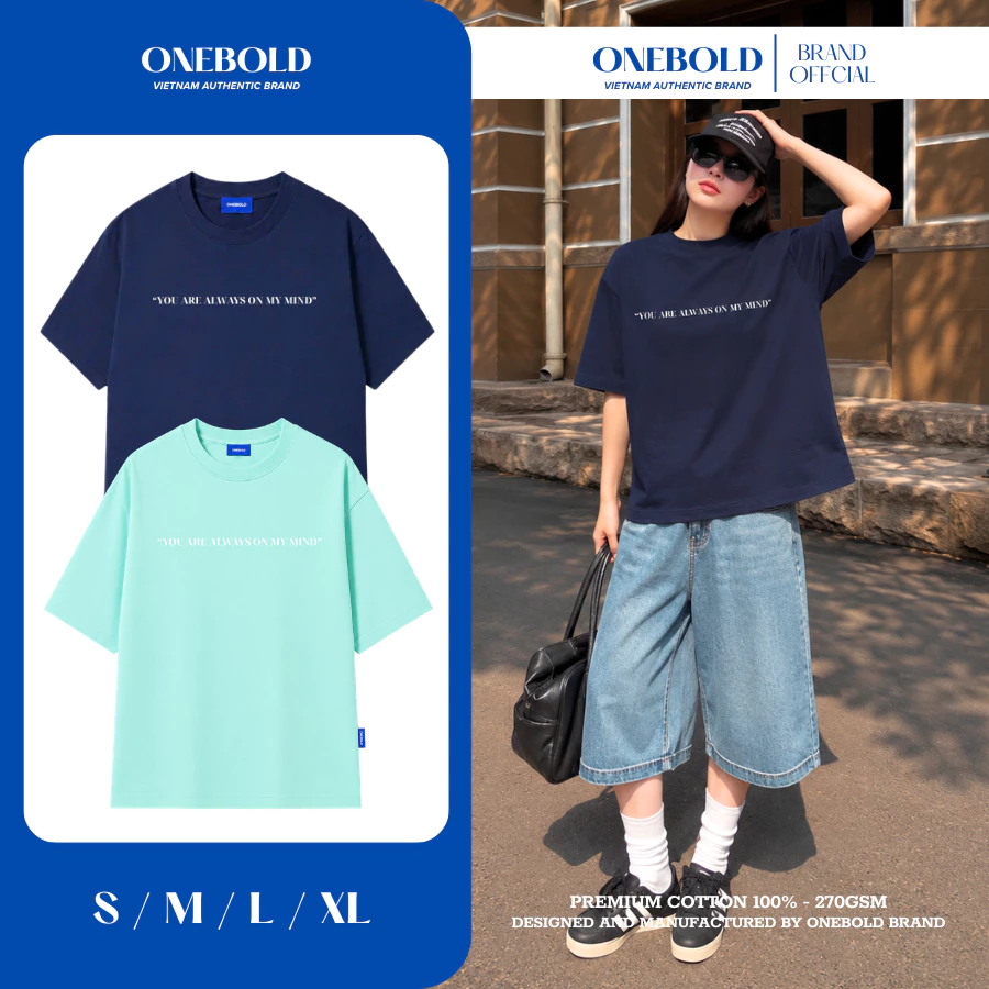 Áo Thun Oversize "ON MY MIND"  Brand ONEBOLD T-Shirt Cotton 270gsm, Áo Phông Form Rộng Nam Nữ - OB14