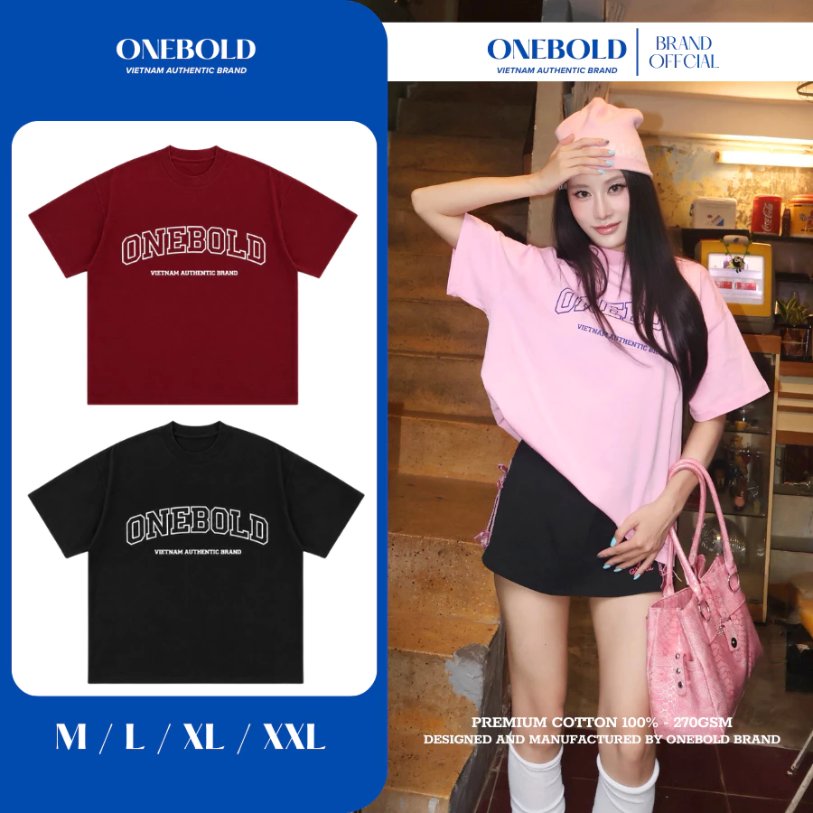 Áo Thun OVERSIZE "AUTHENTIC VIETNAM" Brand ONEBOLD Cotton 270gsm, Áo Phông Form Rộng Nam Nữ  - OB13
