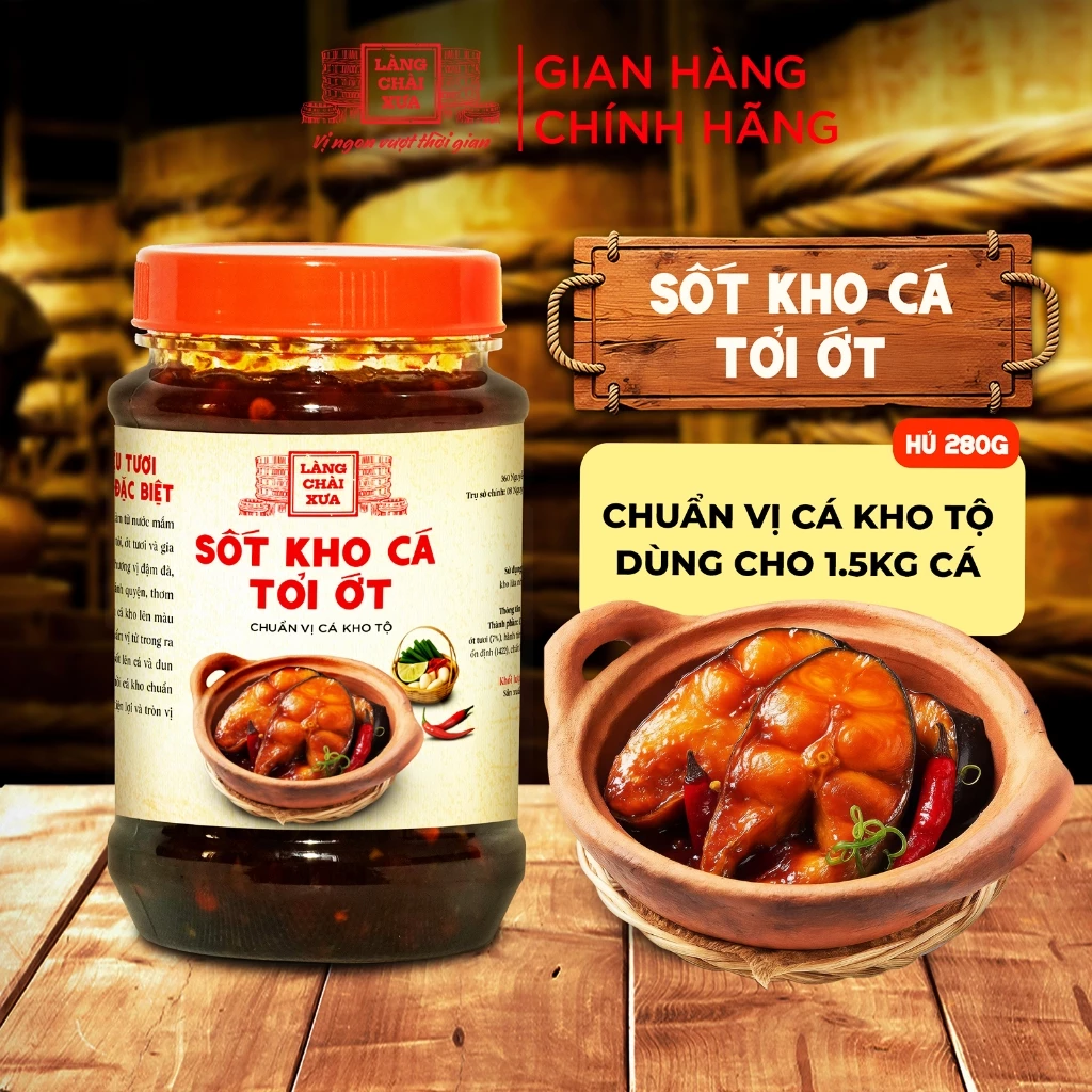 Sốt kho cá tỏi ớt Làng Chài Xưa 280g chuẩn vị cá kho thơm ngon tròn vị như kho thủ công